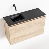 MONDIAZ OLAN 80cm toiletmeubel washed_oak. LEX wastafel urban links geen kraangat - thumbnail