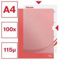 Esselte l-map, copy safe, gekorreld, A4, 115 micron, pak van 100 stuks, rood - thumbnail
