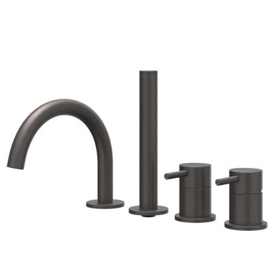 Badrandcombinatie IVY Concord 4-gats Mengkraan Met Uittrekbare Handdouche Draaibare Uitloop RVS316 Geborsteld Carbon Black PVD