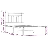 Bedframe met hoofdbord metaal wit 90x200 cm - thumbnail