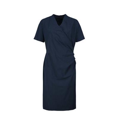 Expresso overslagjurk met krijtstreep donkerblauw Expresso overslagjurk met krijtstreep donkerblauw