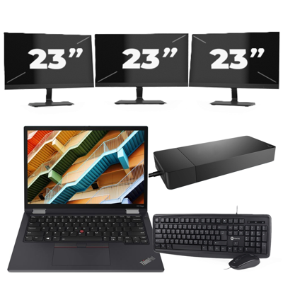 Lenovo ThinkPad X13 Yoga - Intel Core i5-10e Generatie - 13 inch - 16GB RAM - 256GB SSD - Windows 11 Home + 3x 23 inch Monitor