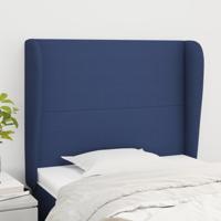 Hoofdbord met randen 83x23x118/128 cm stof blauw - thumbnail