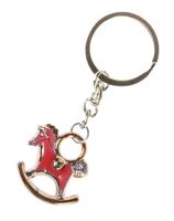 LG Imports sleutelhanger schommelpaard 2,5 x 3 cm staal rood - thumbnail