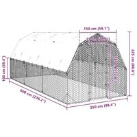 Kippenren met dak 2,5x6x2,25 m gegalvaniseerd staal - thumbnail