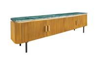 Design TV-bord VENEZIANO 160 cm messing groen marmeren blad mangohout retro - 44534 - thumbnail