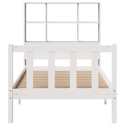 Bed met boekenkast zonder matras grenenhout wit 160x200 cm