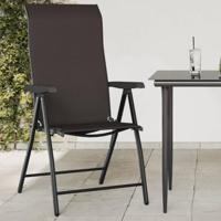 Tuinstoelen 2 st inklapbaar poly rattan zwarte koffiekleur - thumbnail