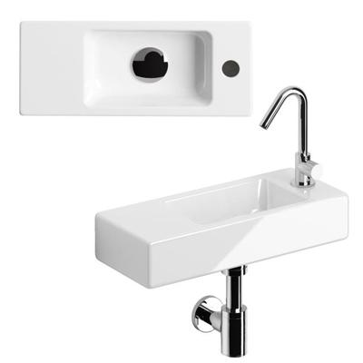 Clou InBe fonteinset 46x19x9cm nr4 inclusief kraan plug en sifon keramiek Wit IB/03.03096