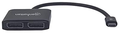 Manhattan 152952 tussenstuk voor kabels USB-C 2 x DisplayPort Zwart