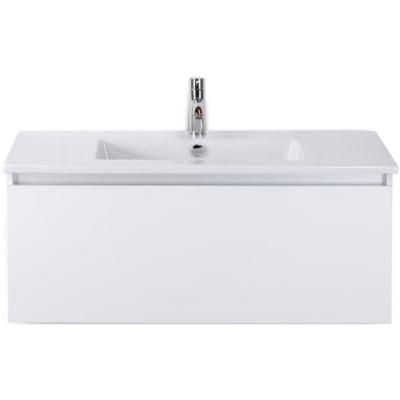 Frozen Badmeubelset 100 cm - Greeplijst in Kleur - Wit Hoogglans - Keramische Wastafel Wit 1 Kraangat