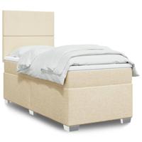 Boxspring met matras stof crèmekleurig 100x200 cm - thumbnail