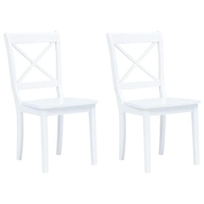 Eetkamerstoelen 2 st massief rubberwood wit
