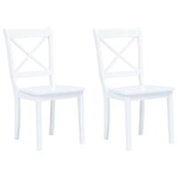 Eetkamerstoelen 2 st massief rubberwood wit - thumbnail