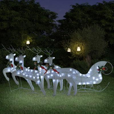 VidaXL Buitenkerstversiering rendieren en slee 100 led's wit VidaXL Buitenkerstversiering rendieren en slee 100 led's wit