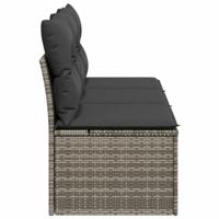Tuinbank 3-zits met kussens poly rattan grijs - thumbnail