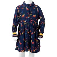 Kinderjurk met lange mouwen vogelprint 92 marineblauw - thumbnail