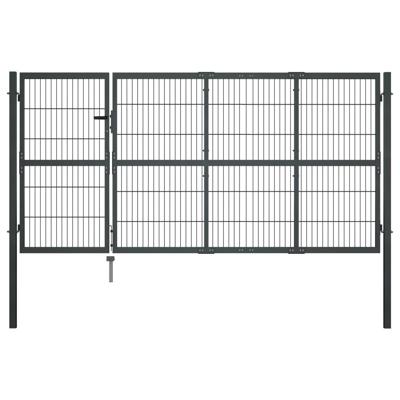 Poort met palen 350x120 cm staal antraciet
