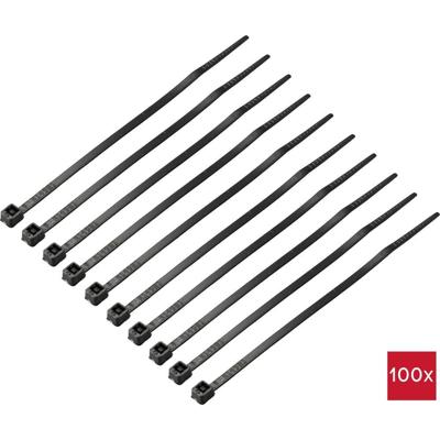TRU COMPONENTS TC-12533316 Kabelbinder 100 mm 2.5 mm Zwart 100 stuk(s)
