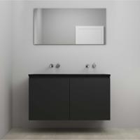 On-Line Badkamermeubelset - 120 cm - Voorgemonteerd - Greeploze Ladestructuur - Acryl Wastafel - zonder Kraangat - Spiegel - Mat Zwart - V01 - thumbnail