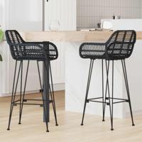 Barkruk 2 pcs Zwart 55 x 52 x 92 cm Riet en IJzer - thumbnail