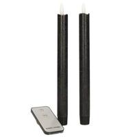 Anna&apos;s Collection LED dinerkaars 3d flame rustiek 23 cm zwart 2 stuks - thumbnail