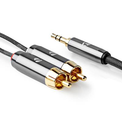 Stereo-Audiokabel | 3,5 mm Male - 2x RCA Male | Gun Metal Grey | Gevlochten kabel