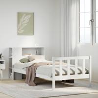 Bed met boekenkast zonder matras grenenhout wit 90x200 cm - thumbnail