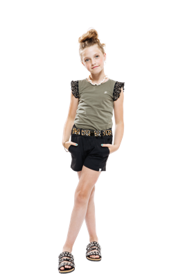 Indian Blue Jeans Meisjes top contrast - Olijf groen