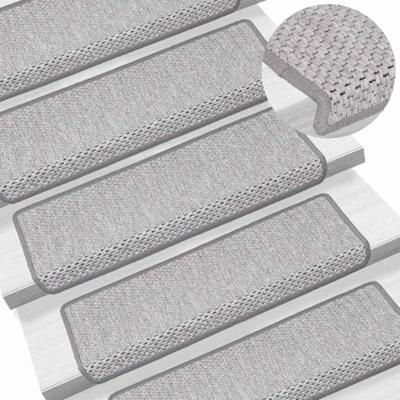 VidaXL Trapmatten zelfklevend 15 st sisal-look 65x21x4 cm platinakleur