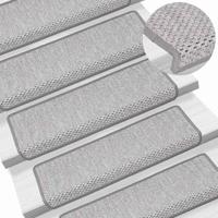 VidaXL Trapmatten zelfklevend 15 st sisal-look 65x21x4 cm platinakleur - thumbnail