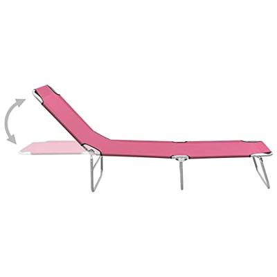 Ligbed inklapbaar staal en stof roze - thumbnail