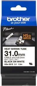 Brother HSE261E Labeltape krimpkous Tapekleur: Wit Tekstkleur: Zwart 31 mm 1.5 m