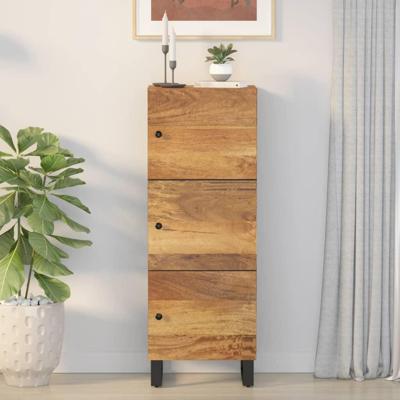 Hoge kast met 3 deuren 40x33x110 cm massief mangohout en ijzer