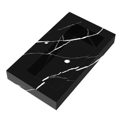 Brauer Coral Wastafel - 80 cm - met 1 Spoelbak en 1 Kraangat - Marmerlook Nero Marquina