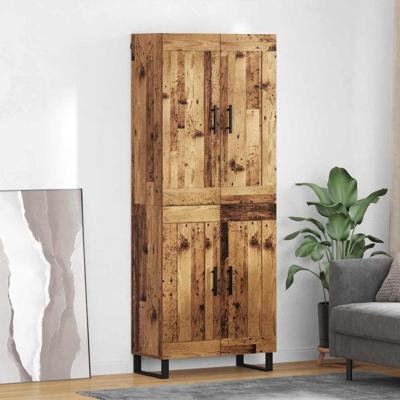 Hoge kast 2 pcs Oud Hout Geengineerd Hout en Glas