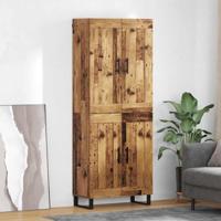 Hoge kast 2 pcs Oud Hout Geengineerd Hout en Glas - thumbnail