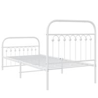 Bedframe met hoofd- en voeteneinde metaal wit 90x200 cm - thumbnail