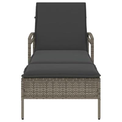 Ligbed met kussen 63x200x81 cm poly rattan grijs - thumbnail