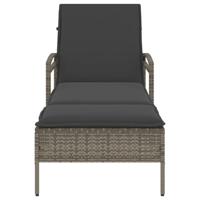 Ligbed met kussen 63x200x81 cm poly rattan grijs - thumbnail