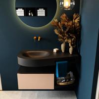 MONDIAZ RIVA 100cm badmeubel onderkast / planchet kleur Rosee met 1 lade. Wastafel DULCET links 0 kraangaten kleur Urban. - thumbnail