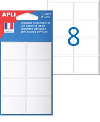 Agipa witte etiketten in etui ft 24 x 35 mm (b x h), 56 stuks, 8 per blad