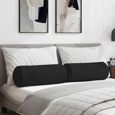 Bolster Kussens 2 pcs Zwart 25 x 70 cm Microvezel Stof Bolster Kussens 2 pcs Zwart 25 x 70 cm Microvezel Stof
