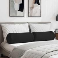 Bolster Kussens 2 pcs Zwart 25 x 70 cm Microvezel Stof - thumbnail