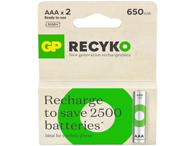 GP ReCyko AAA batterijen 650 mAh (2) GP ReCyko AAA batterijen 650 mAh (2)