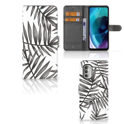Motorola Moto G51 5G Hoesje Leaves Grey Motorola Moto G51 5G Hoesje Leaves Grey
