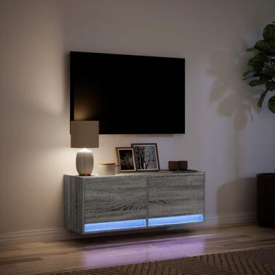 Tv-wandmeubel met LED-verlichting 180x31x38 cm grijs sonoma