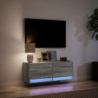 Tv-wandmeubel met LED-verlichting 180x31x38 cm grijs sonoma - thumbnail