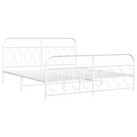 Bedframe met hoofd- en voeteneinde metaal wit 193x203 cm - thumbnail