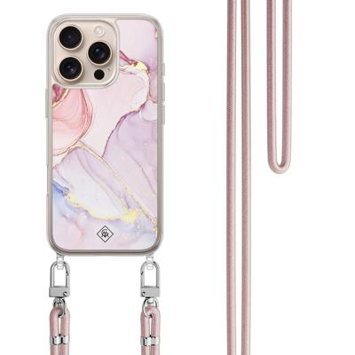 iPhone 16 Pro Max hoesje met rosegoud koord - Purple sky iPhone 16 Pro Max hoesje met rosegoud koord - Purple sky